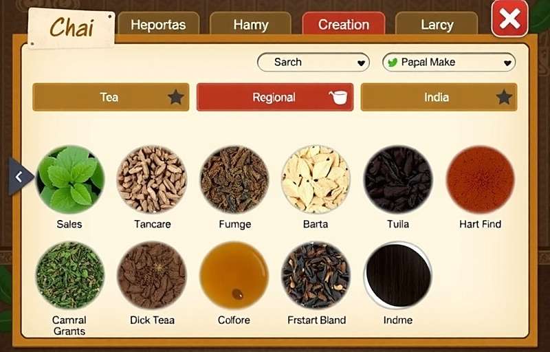 Regional Chai Varieties in Chai Time Manager Chai Time Manager showing different regional tea varieties from across India